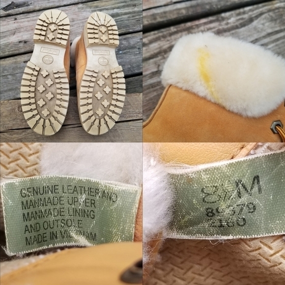 Timberland Wheat Nubuck Leather Faux Fur Trimmed Lace-up Work Utility Boots 8.5 - Picture 4 of 6